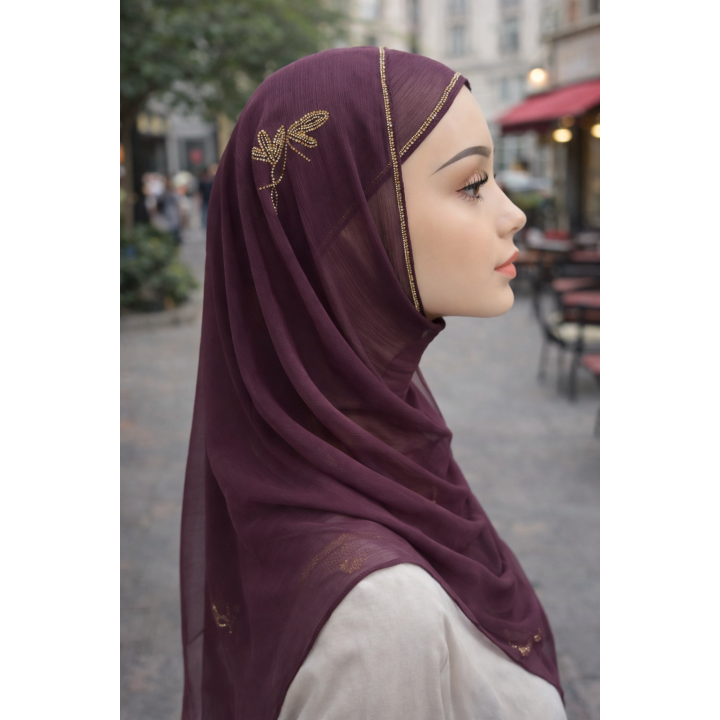 ECHARPE MOUSSELINE DE SOIE STRASS