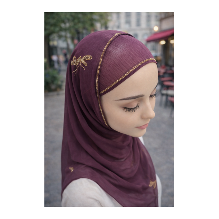 ECHARPE MOUSSELINE DE SOIE STRASS