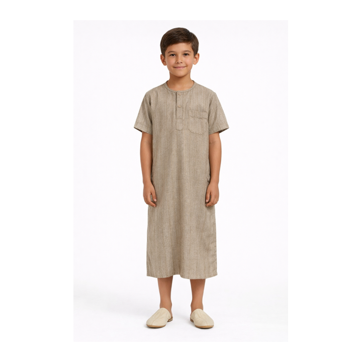 GROSSISTE QAMIS ENFANT MANCHE COURTE EFFET LIN A