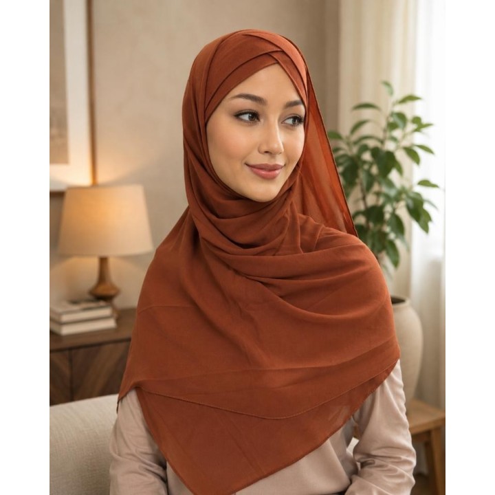 HIJAB BONNET CROISE ET CHALE MOUSSELINE