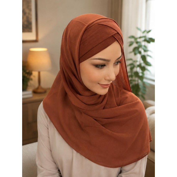 HIJAB BONNET CROISE ET CHALE MOUSSELINE