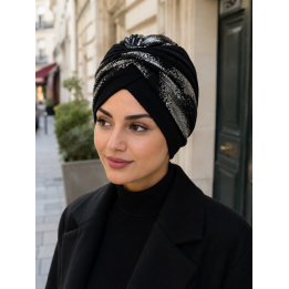 BONNET PLISSE CREPE IMPRESSION ARGENT OU DORE