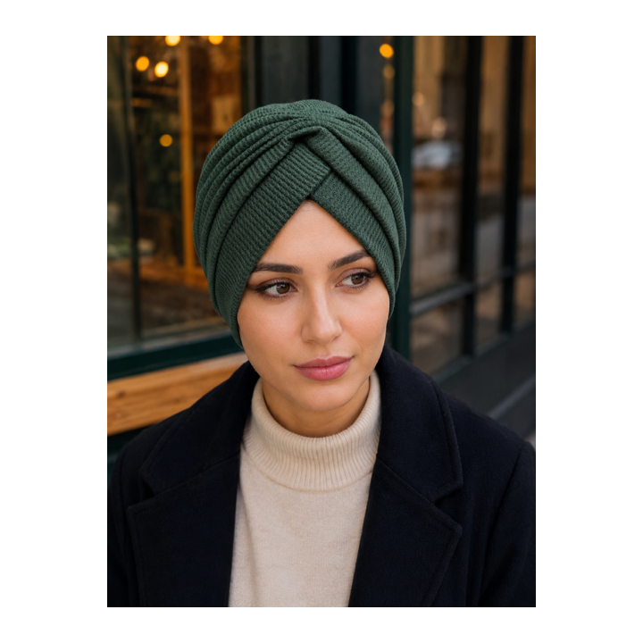 BONNET PLISSE MAILLE COTELE