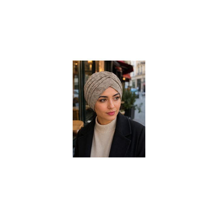 BONNET PLISSE IMPRESSION LOSANGE