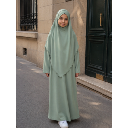 ROBE FILLE AVEC SON KHIMAR MOTIFS PERFORES
