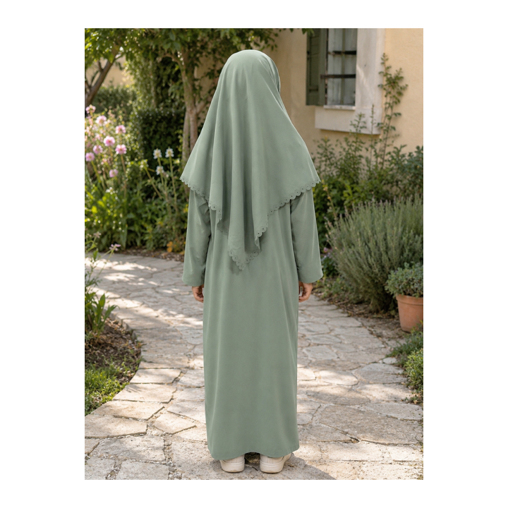 ROBE FILLE AVEC SON KHIMAR MOTIFS PERFORES