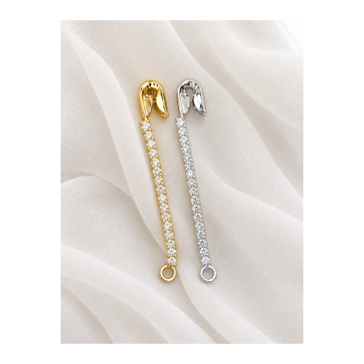 EPINGLE A NOURRICE STRASS DORE ET ARGENT