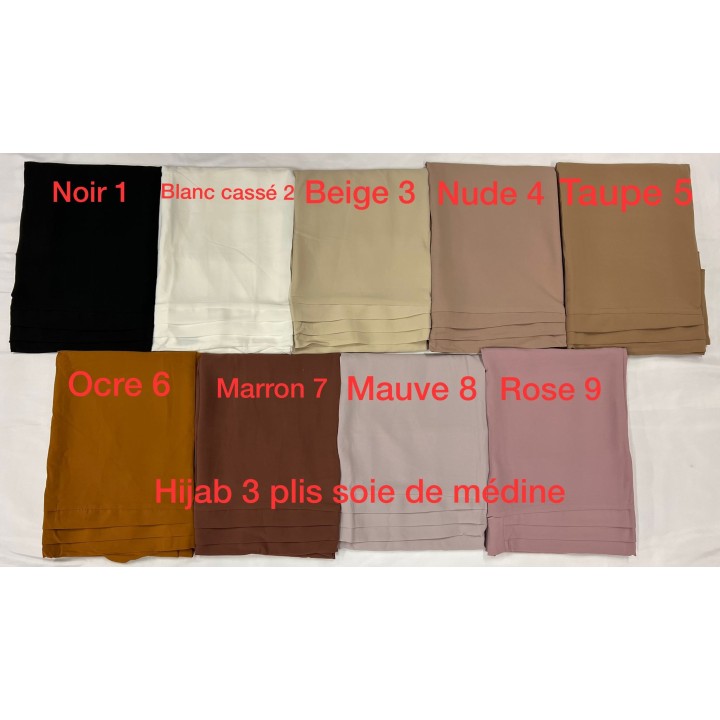 Grossiste hijab soie de médine 3 plis
