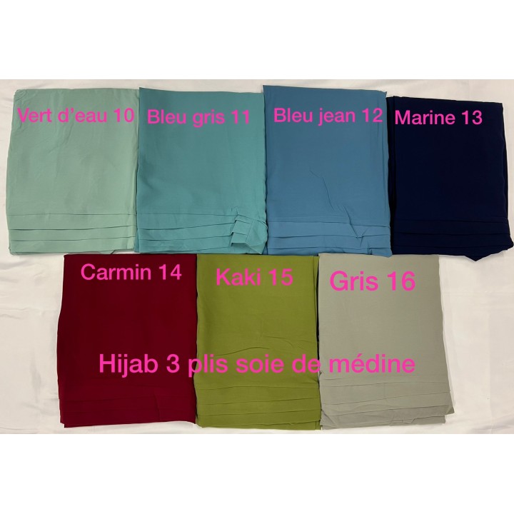 Grossiste hijab soie de médine 3 plis