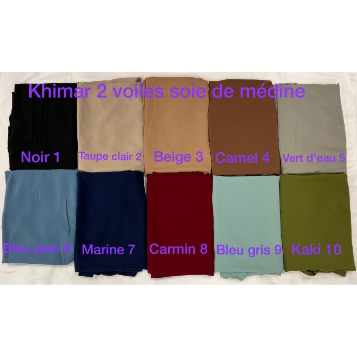 GROSSISTE KHIMAR 2 VOILES SOIE DE MEDINE